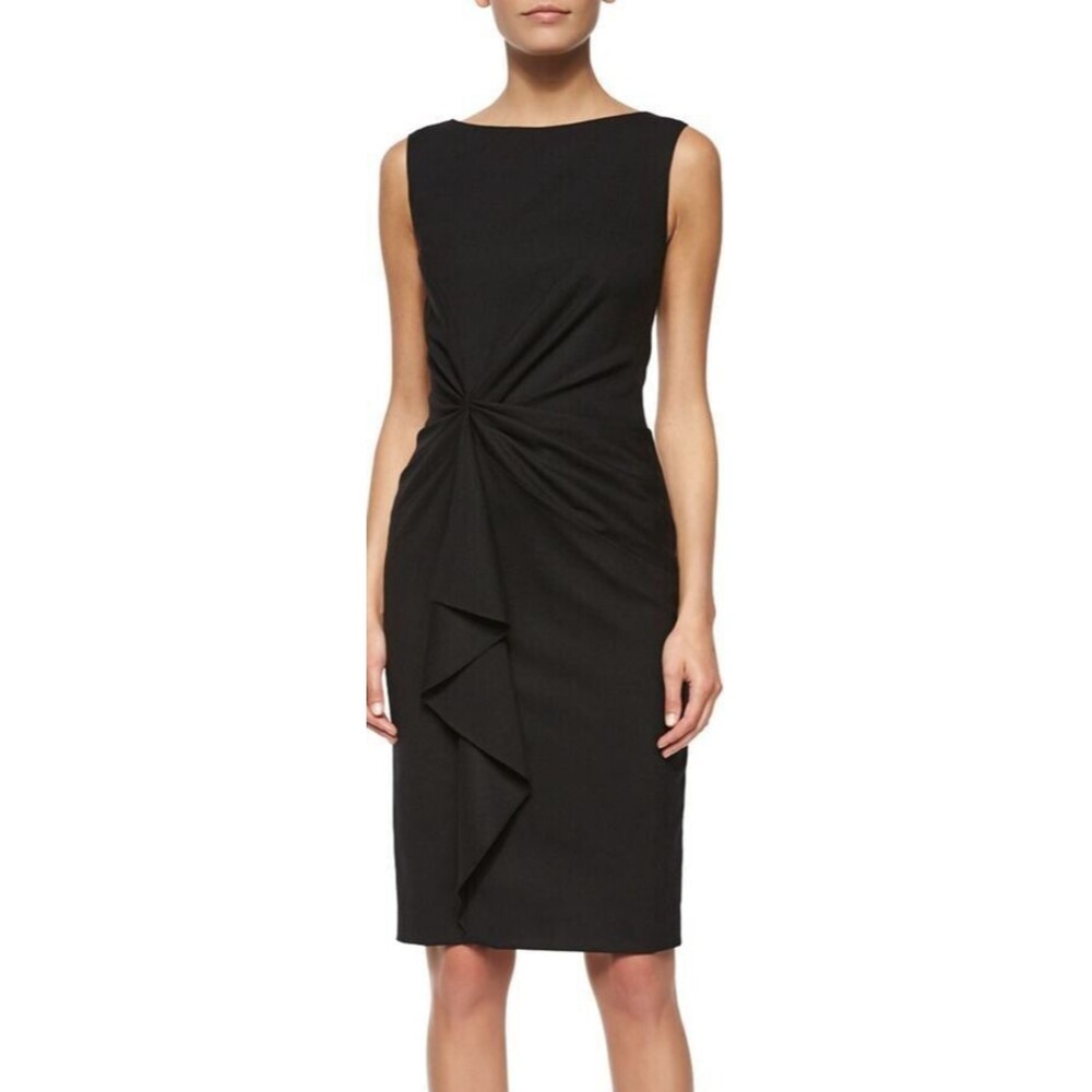 NWT. $1990 Carolina Herrera Stretch Wool Side-Twist Sleeveless Dress Sz 10